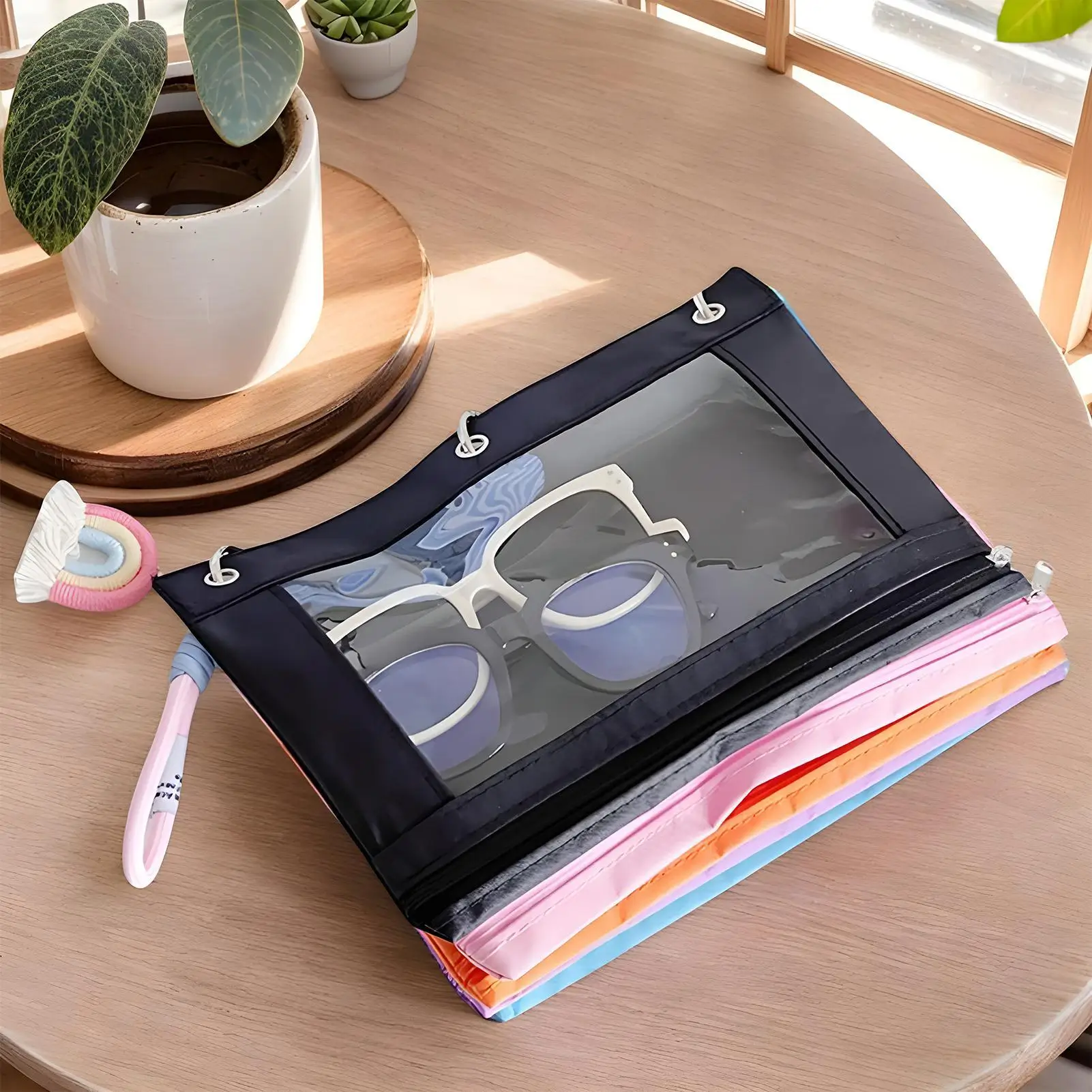 Toy Storage Bags With Zipper Cute Puzzle Storage Bags Aesthetic Reusable Waterproof Pouch With Rainbow Pendant For Students