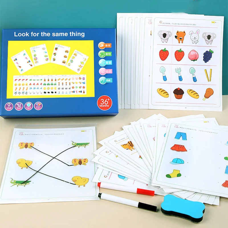 

Montessori Pen Control Training Drawing Toy Observation to Find the Same Match Game Kindergarten Enlightenment Painting Book