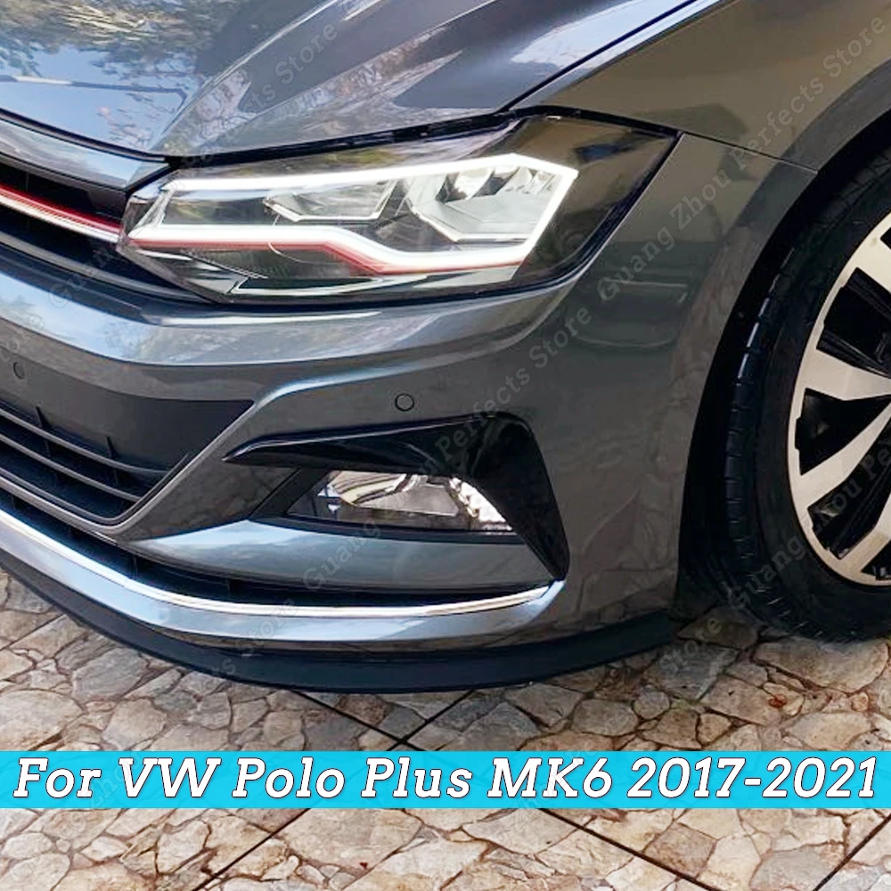 2Pcs Für VW Polo Plus MK6 2017-2021 Front Stoßstange Nebel Licht  Augenbrauen Spoiler Dekorative Trim Wind Messer aufkleber Körper Kits Tuning