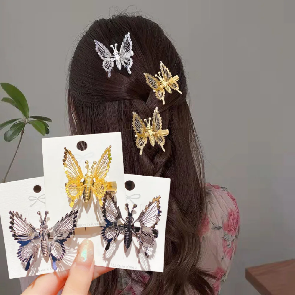 VintageHollowButterflyHairClipsMetalHairpinsGoldBridal