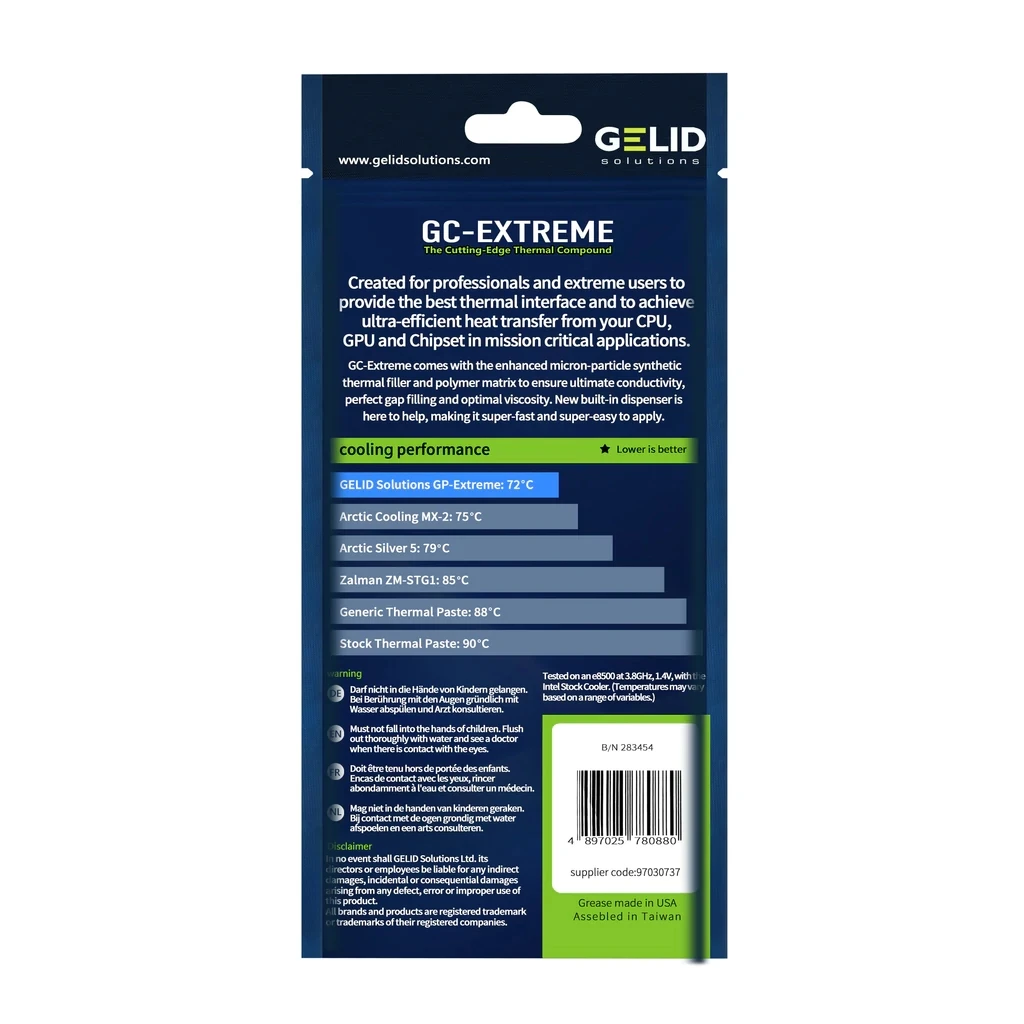 Gelid-extreme Vga Composto Processador Cooler Resfriamento Dissipador de Gesso Dissipador de Calor Ventilador Graxa Térmica pc Cpu Pasta Vga 2.0g 3.5g - Imagem 4