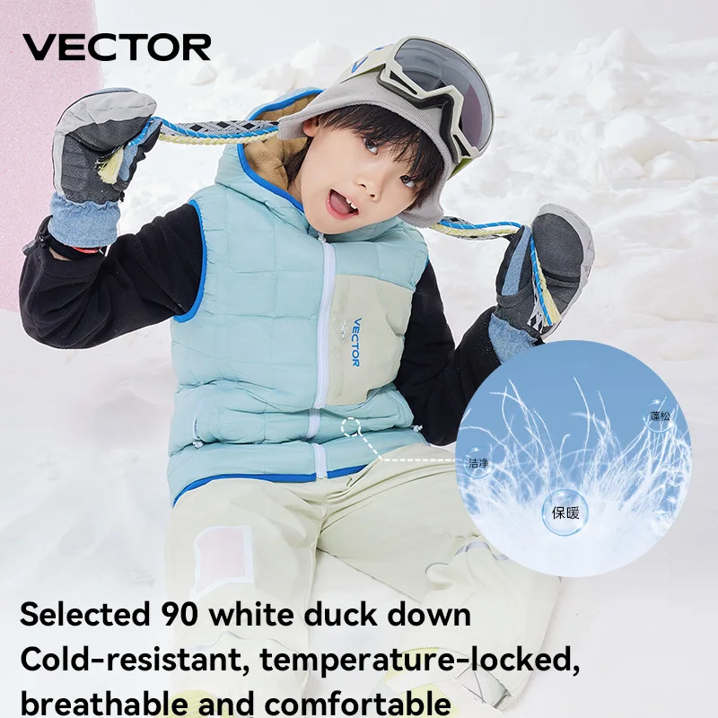 VECTOR Children's Double-sided Down Jacket Mid-level Vest for Warmth and Protection Suitable for Indoor and Outdoor Skiing