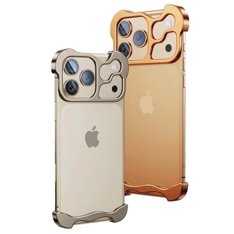 Irregular Metal Frame Bumper Phone Case with Aviation Aluminum Alloy Shockproof Cover