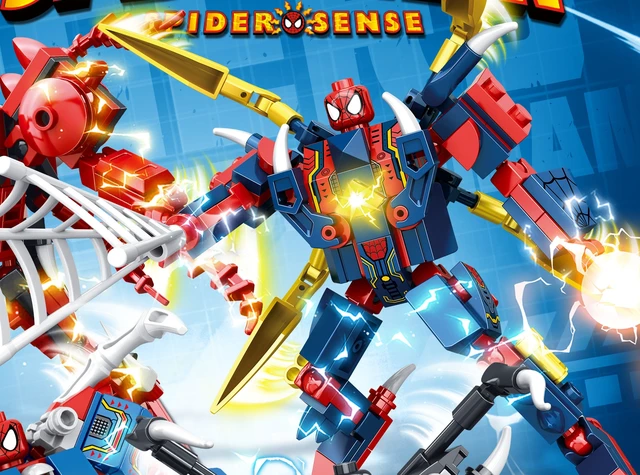 Transformation Robot Disney Building Blocks Mini Model Figures Spiderman Iron Man Venom Captain Hawk Deadpool Technic Gifts Toys 3
