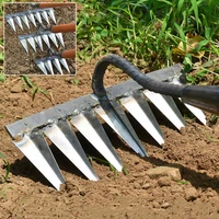 Metal Weeding Hoe Rake Stainless Steel Garden Weeders Grass Rooting Loose Soil Hand Weeding Removal Puller Gardening Tools 1