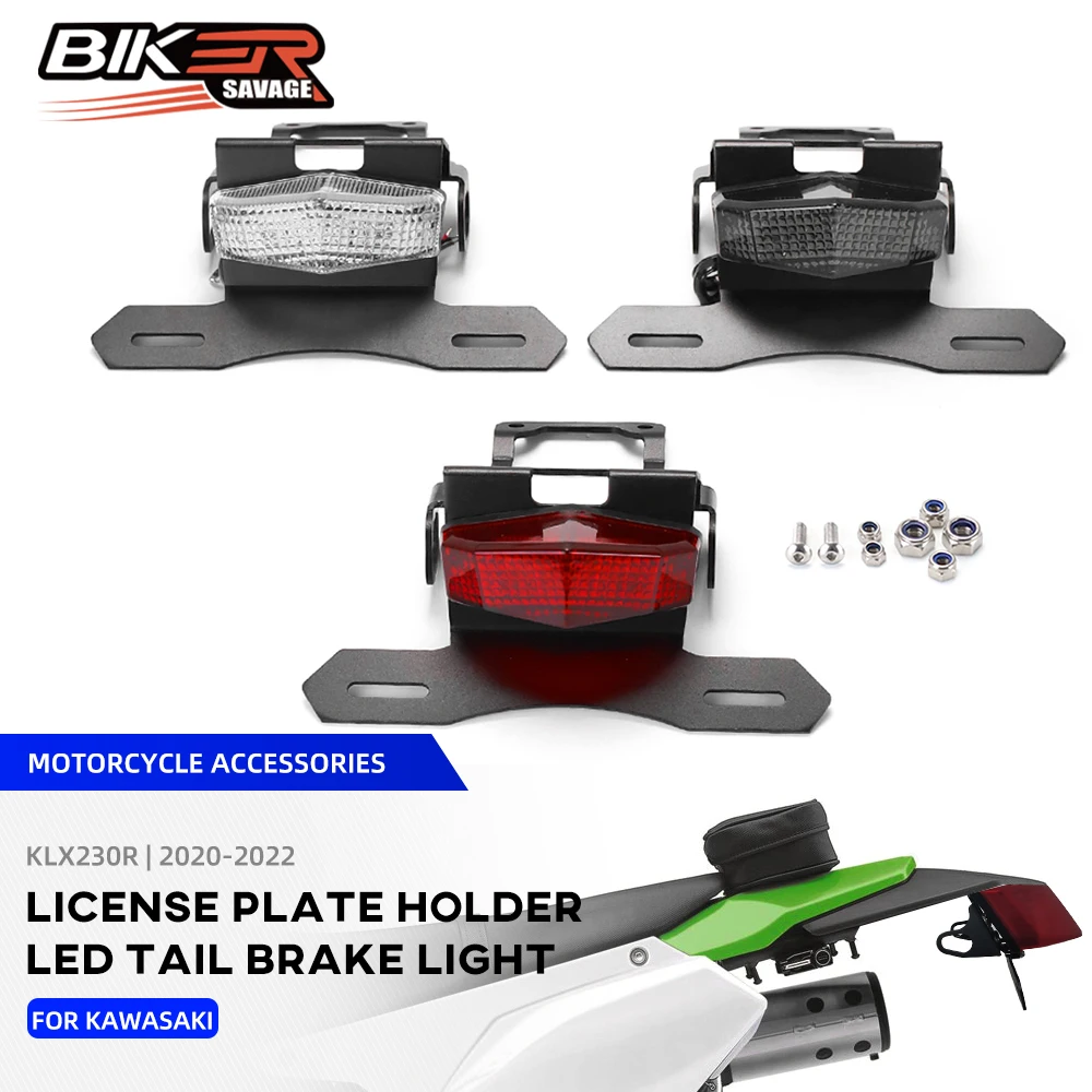 

License Plate Mount Holder For KAWASAKI KLX 230R KLX230R Motorcycle LED Rear Tail Light Brake Driving Tidy Fender Eliminator Kit