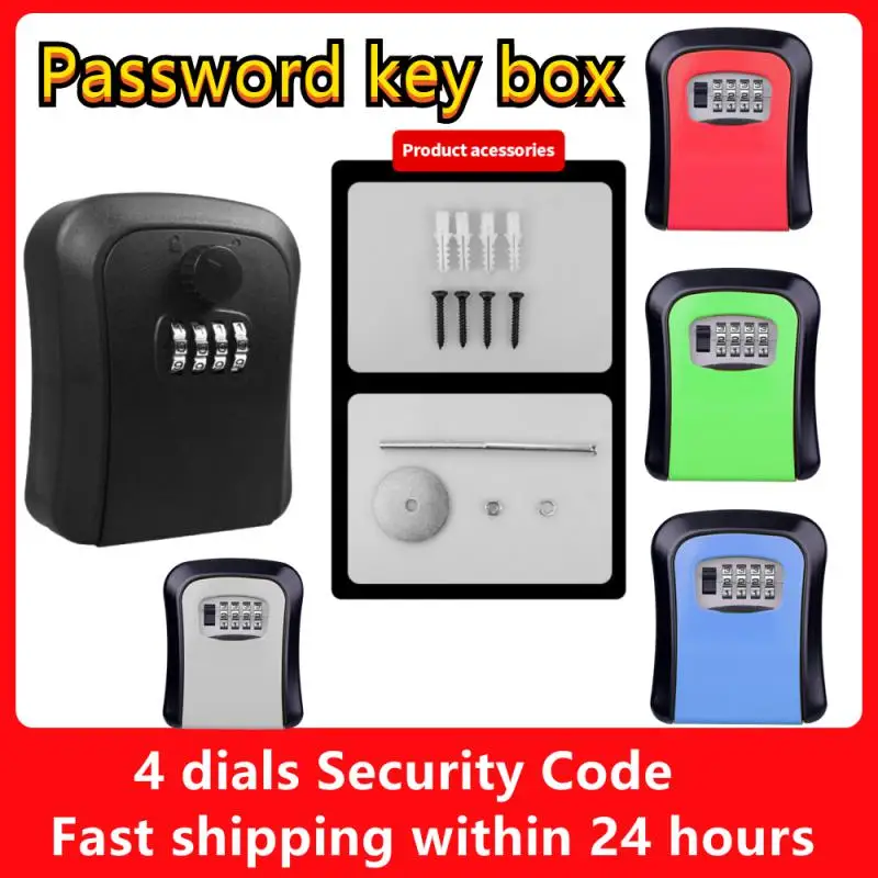 

Wall Mount Key Storage Secret Box Organizer 4 Digit Combination Password Security Code Lock No Key Home Key Safe Box Plastic