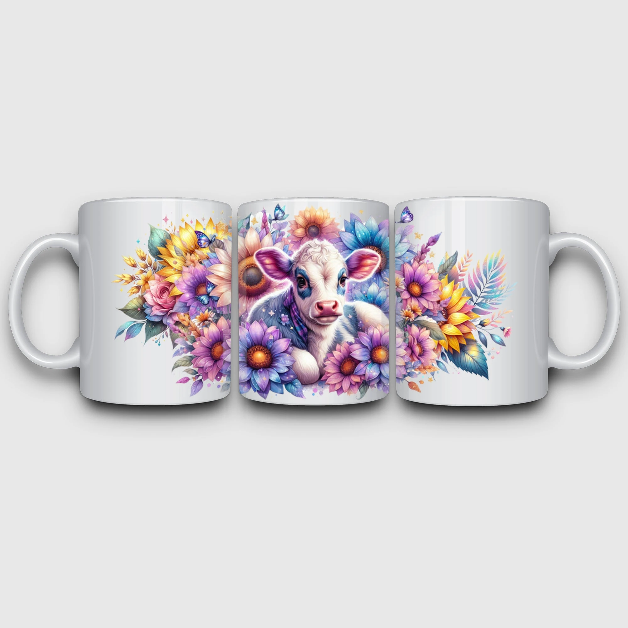 5 Sheets Highland Cow UV DTF Cup Stickers DTF Transfer Stickers Waterproof Funny Cow Wipe-Off Transfer Paper for 16oz Glass