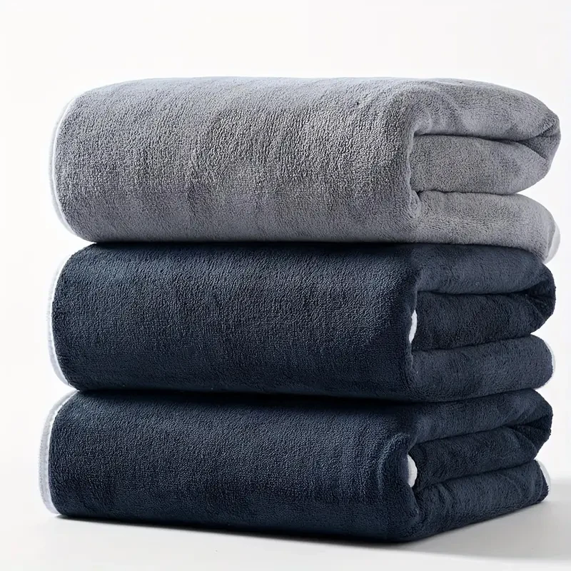 Coral Velvet Bath Towel Set Soft Absorbent Quick Dry Grey White_voghion.com