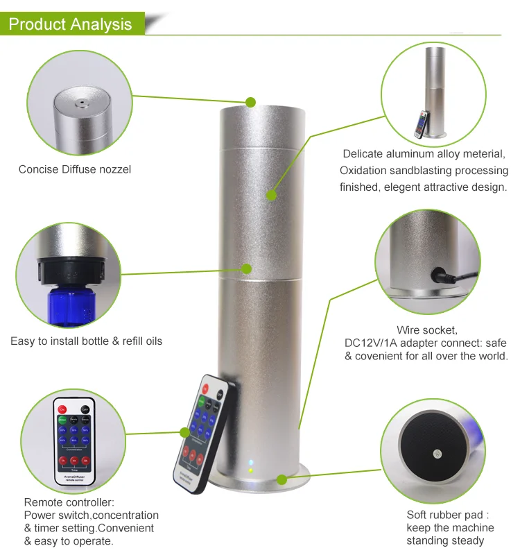 Aroma Diffuser Essential Oil Column Scent Machine Aluminum Alloy Device Diffuser Environment Aromatizer Air Freshener
