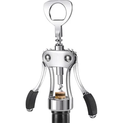 Deluxe Heavy - Duty Zinc Alloy Wing Wine & Beer Bottle Opener (Black)