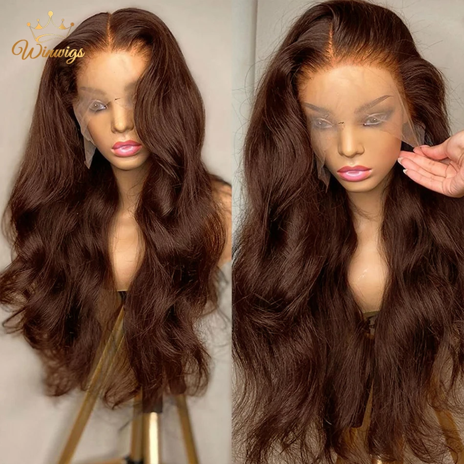 Body Wave Chocolate Brown Lace Front Human Hair Wigs For Women 13x4 13x6 HD Transparent Lace Frontal