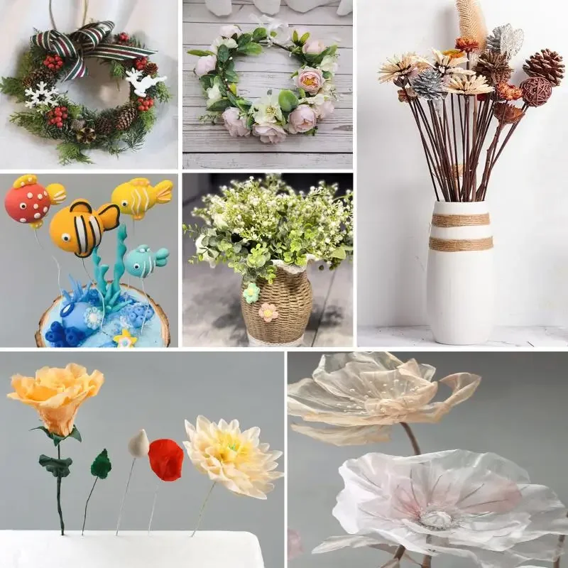 Light Green Floral Wire Stems for Crafting and Flower Arrangements