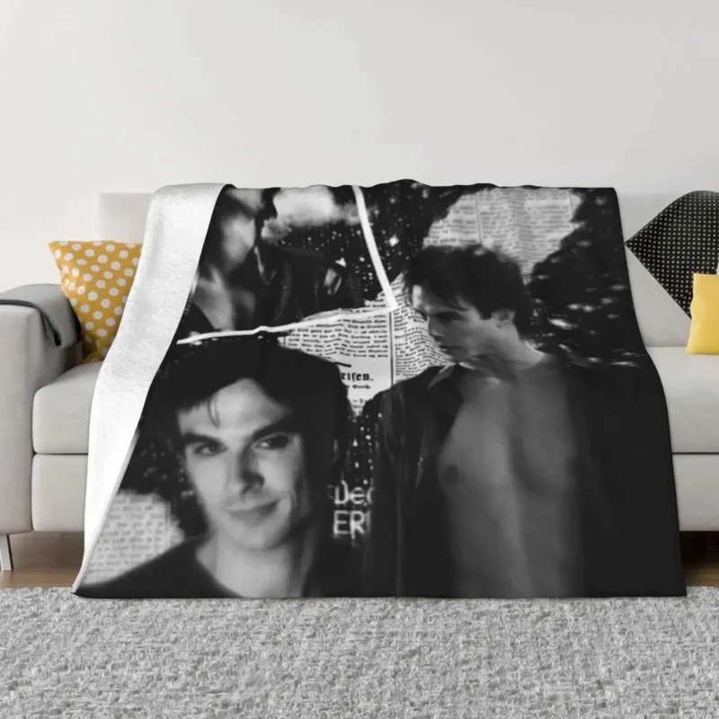 

The Vampire Diaries Blanket Velvet Spring Autumn Damon Salvatore Ian Somerhalder Soft Throw Blankets for Bedding Car Bedspread