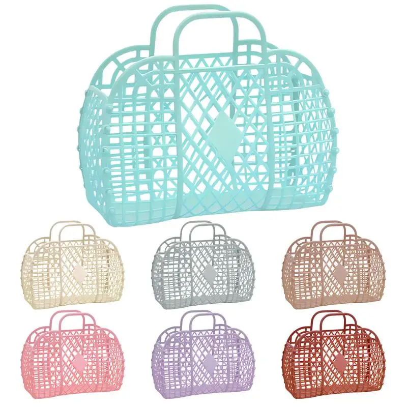 Jelly Bags Waterproof Tote For Beach Pool Work Jelly Basket Tote Bag Waterproof Travel Bags Washable Tote Handbags For Beach