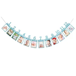 First Birthday Photo Banner for Baby Boys and Girls - Party Decoration Garland (B)