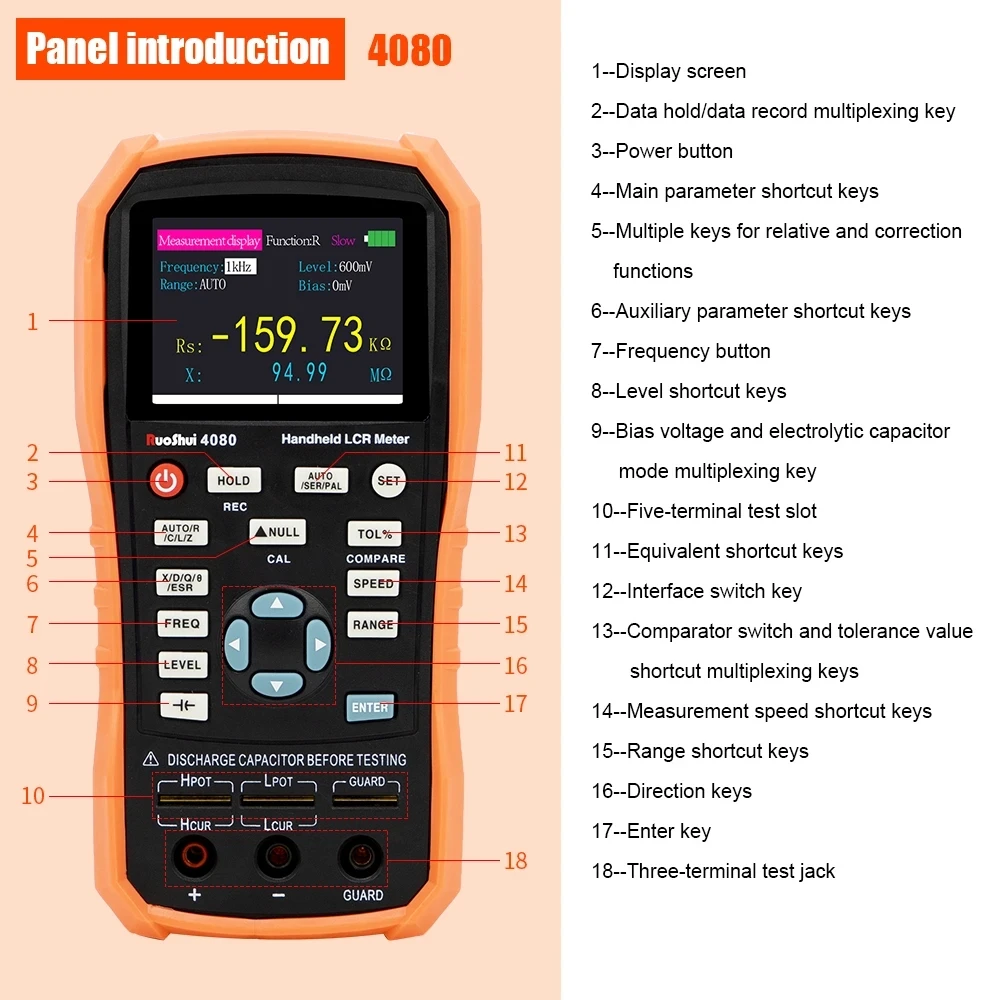 Handheld LCR Meter Digital Bridge Capacitance Inductance Resistance Multimeter Tester ESR Calibration With USB Super Capacitor 2