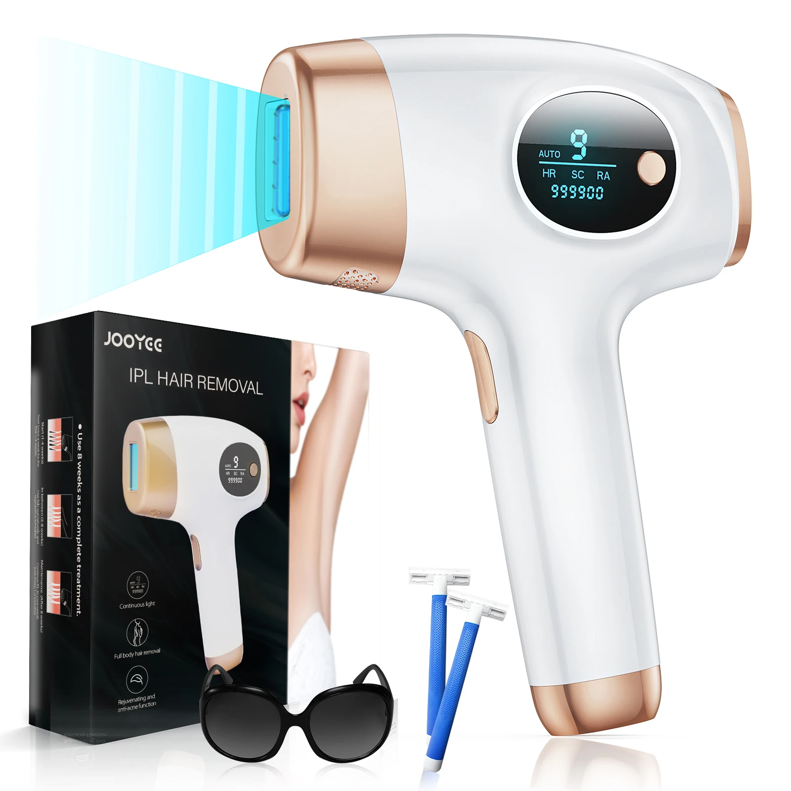 

IPL Hair Removal Laser Epilator 999999 Flashes 3 in 1 Permanent Painless Whole Body Treament at Home Hair Remover For Men Women