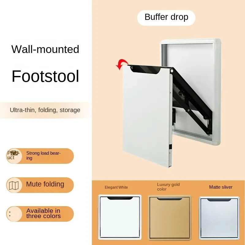 Ultrathin Wall Mounted Aluminum Folding Chair for Casual Household Porch Shoe Back Step Stool Home Furniture 4