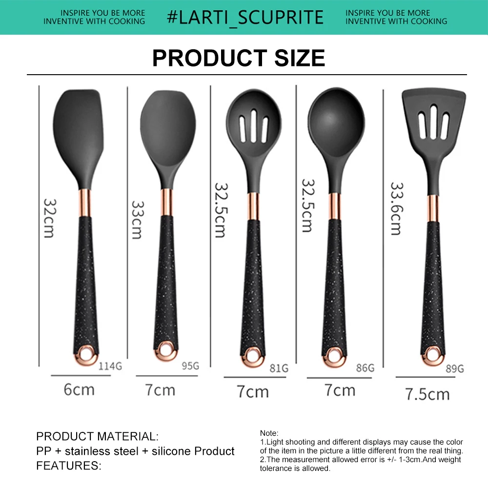 5-10 Pcs Silicone Cooking Utensil Set Mixing Slotted Serving Spatula Nonstick Heat Resistant Kitchen Bake Stir Draining Spoons kitchen utensils