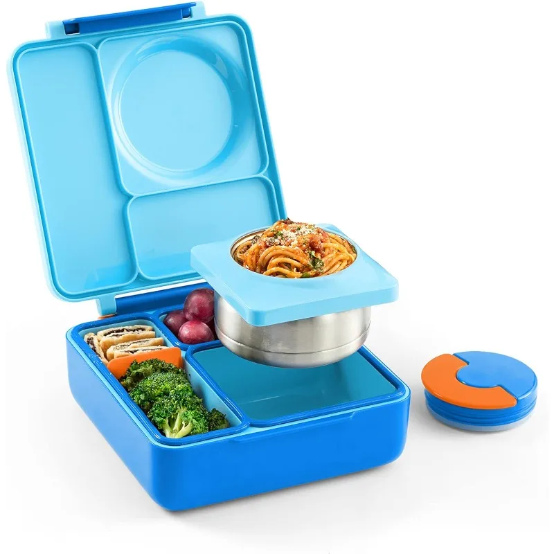

Insulated Lunch Box with Leak Proof Thermos Food Jar - 3 Compartments, Two Temperature Zones (Single) (Packaging May Vary)