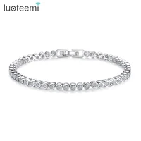 LUOTEEMI Bezel Setting Round CZ Tennis Bracelet Delicate Cubic Zirconia Minimalism Charm CZ Bracelets for Women Party Jewelry 1