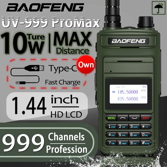 BAOFENG P15UV Walkie Talkie 10W High Power Long Range Dual Band FM 999  Channels Handheld HF Transceiver Two Way Ham Radio