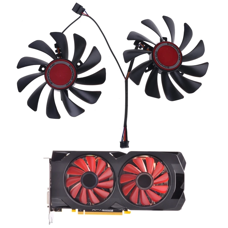 

F3KE 2pcs 95mm FDC10U12S9-C CF1010U12S Cooler Fan Replace for XFX Radeon RX580 RX590 Graphics Card Cooling Fan