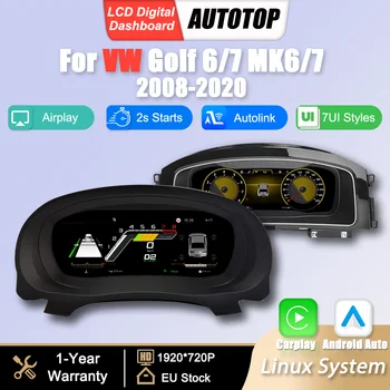 Panel de Instrumentos Digital LCD Linux para VW Golf 6 7 7.5 R-Line GTI GTE R MK6 7 2008-2020, Carplay Inalámbrico, Android Auto, Cabina Virtual 1