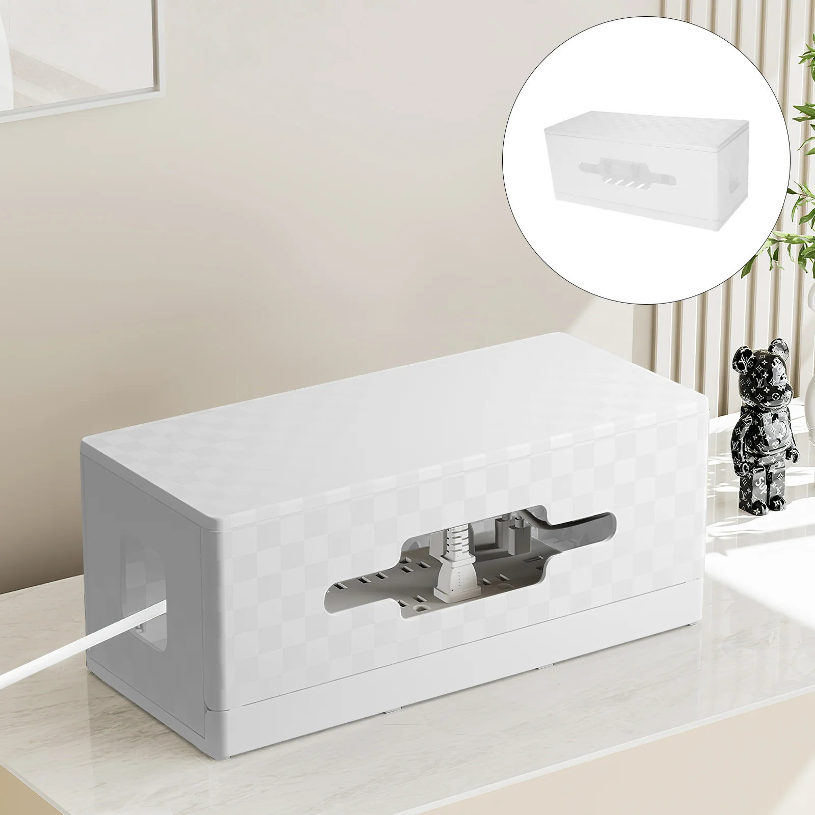 

Power Junction Box Cable Organizer Management Router Cover Office Table Cord Computer Abs Phone Concealer