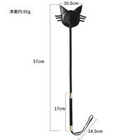 57CM Cat Shape Top Leather Long Straight Whip Riding Crop Flogger Dressage Whipps Paddle Slapper Horse Training 2