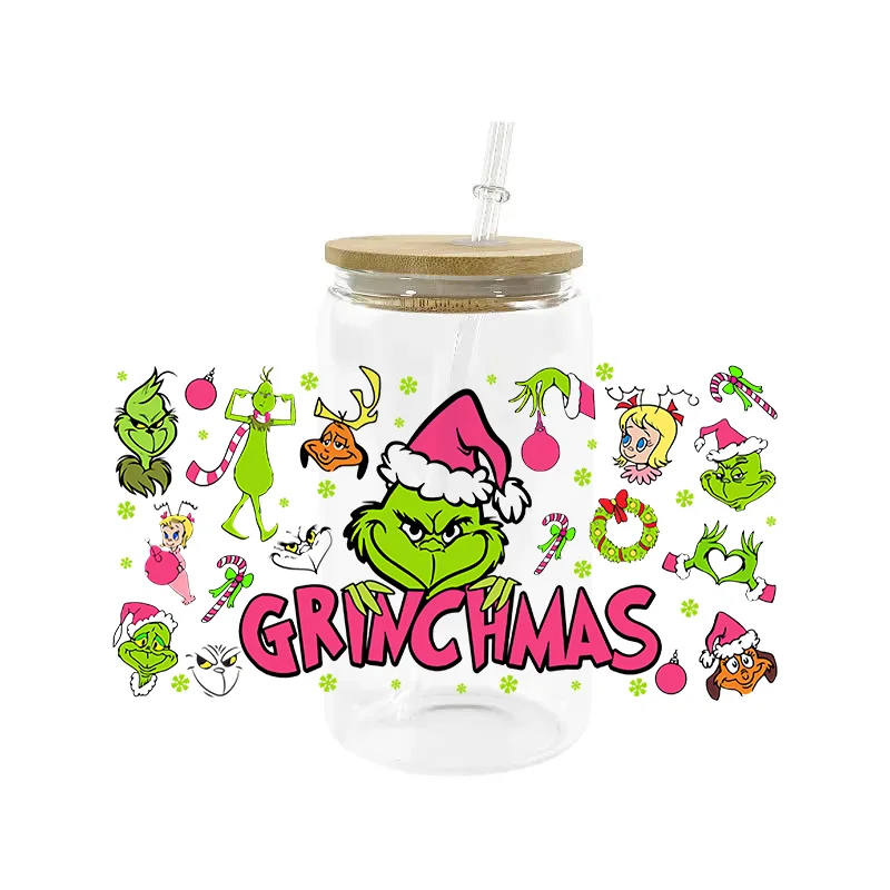 Cup Wraps Miniso Christmas UV DTF 16oz Libbey Wrap Tumbler Stickers Decal Glass Can Selfadhesive Waterproof sticker cups