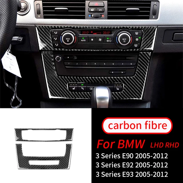 For BMW E90 E92 E93 3 Series 2005-2012 2PCS Interior Accessories Real Carbon  Fiber Car Center Console CD AC Panel Cover Trim - AliExpress