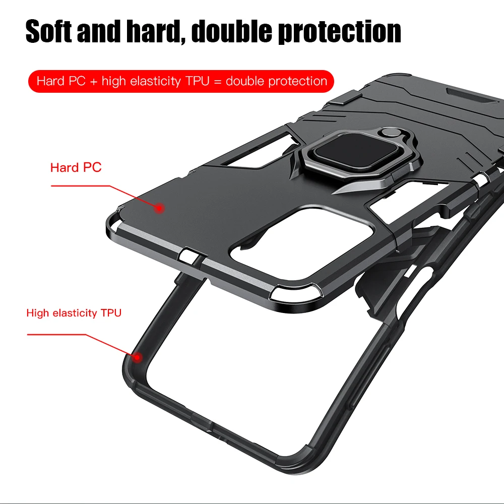 Shockproof Magnetic Ring Holder Stand Armour Phone Case