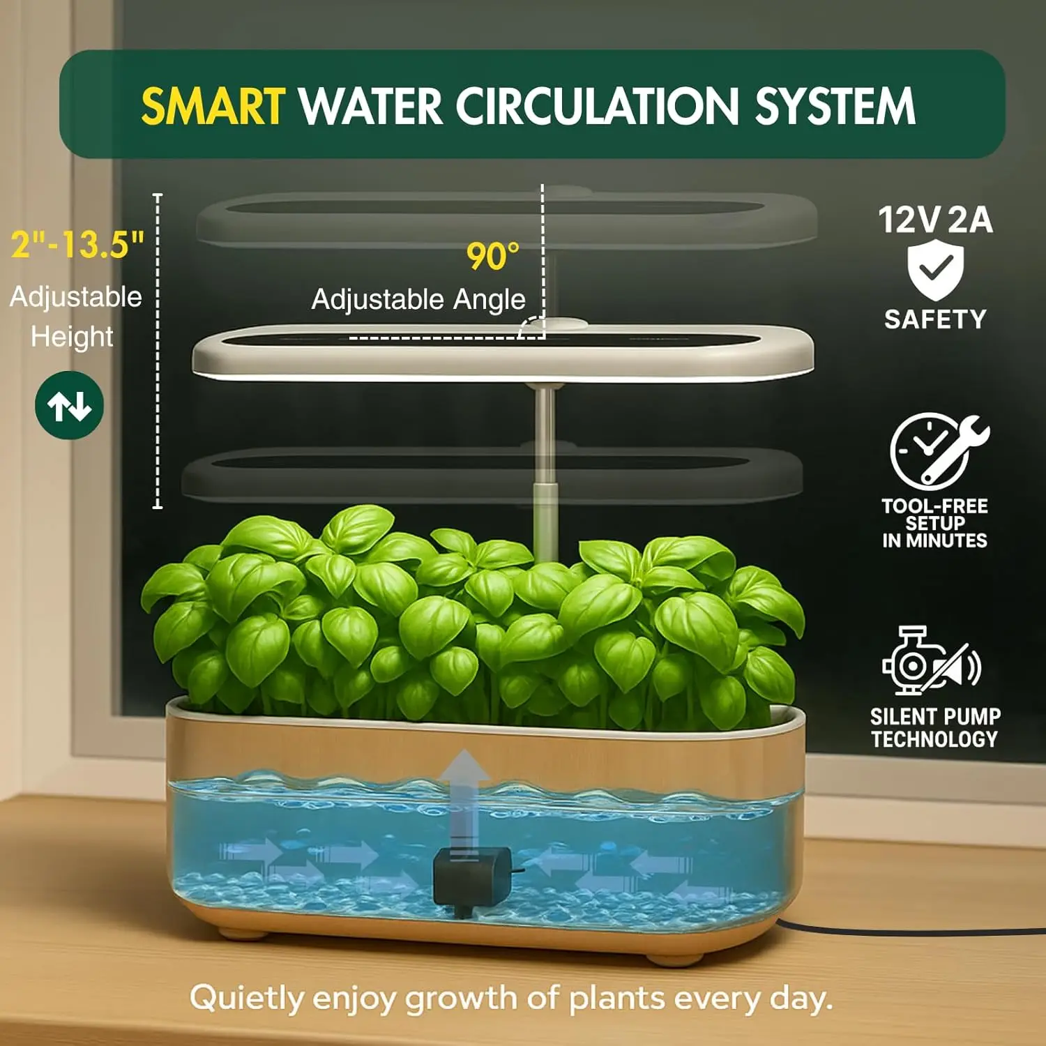Home Hydroponic Growing Kit with LED and Timer
