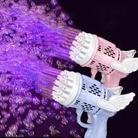 Bubble Gun Kids Toys Rocket 32 Holes Soap Bubbles Machine Gun Shape Automatic Blower With Light Outdoor Toy Gifts Party 1
