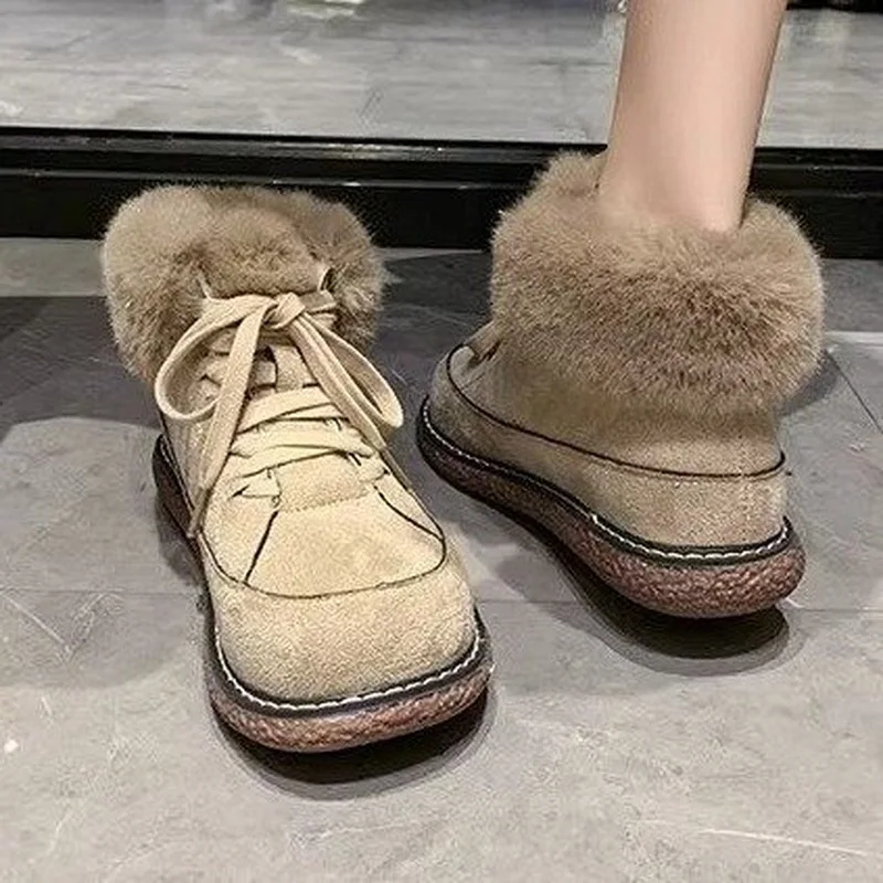 Winter Women & Girls Snow Boots Warm Thick-Soled Female Antiskid Soft Leather Shoes Sports Casual Sneakers Size 35-40