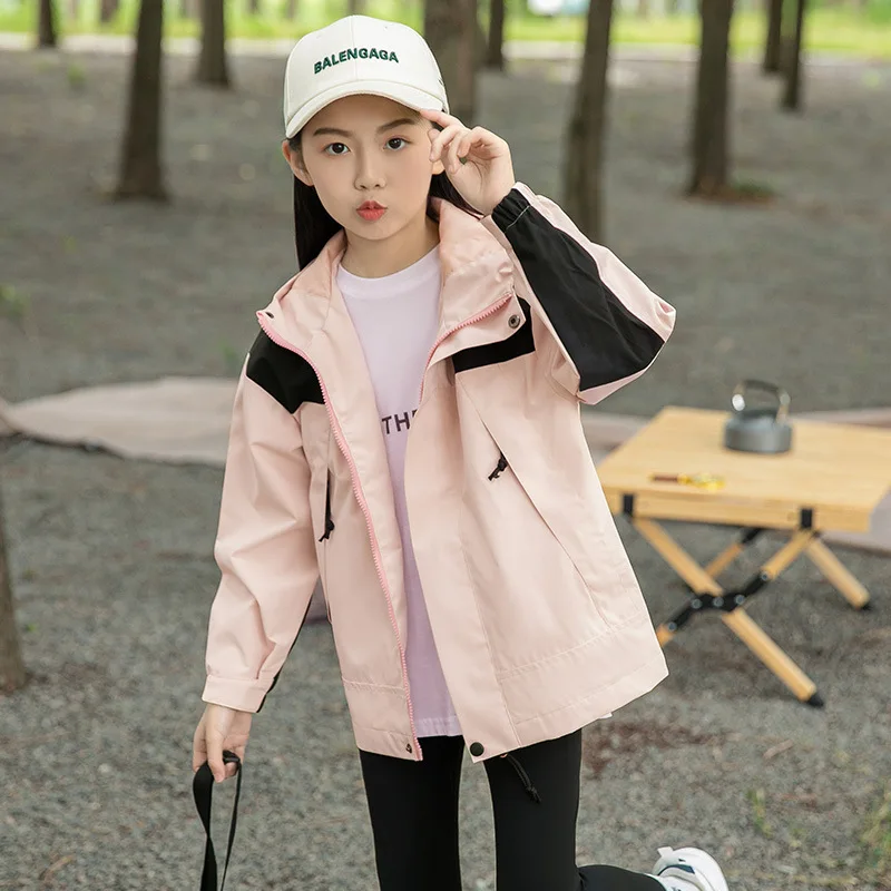 Kids Outdoor Jacket Suit Hooded Hiking Jackets Removable Padded Lining 2pcs Waterproof Windproof Out Sports Camping Outwear Coat
