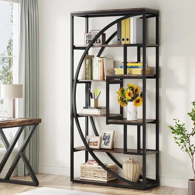 Industrial 5-Tier Etagere Bookcase 4