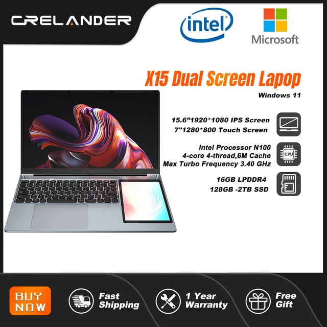 Crelander 15 6 7 Dual Screen Laptop Intel N100 16gb Ddr4 Rgb Backlit Keyboard Computer Notebook.jpg