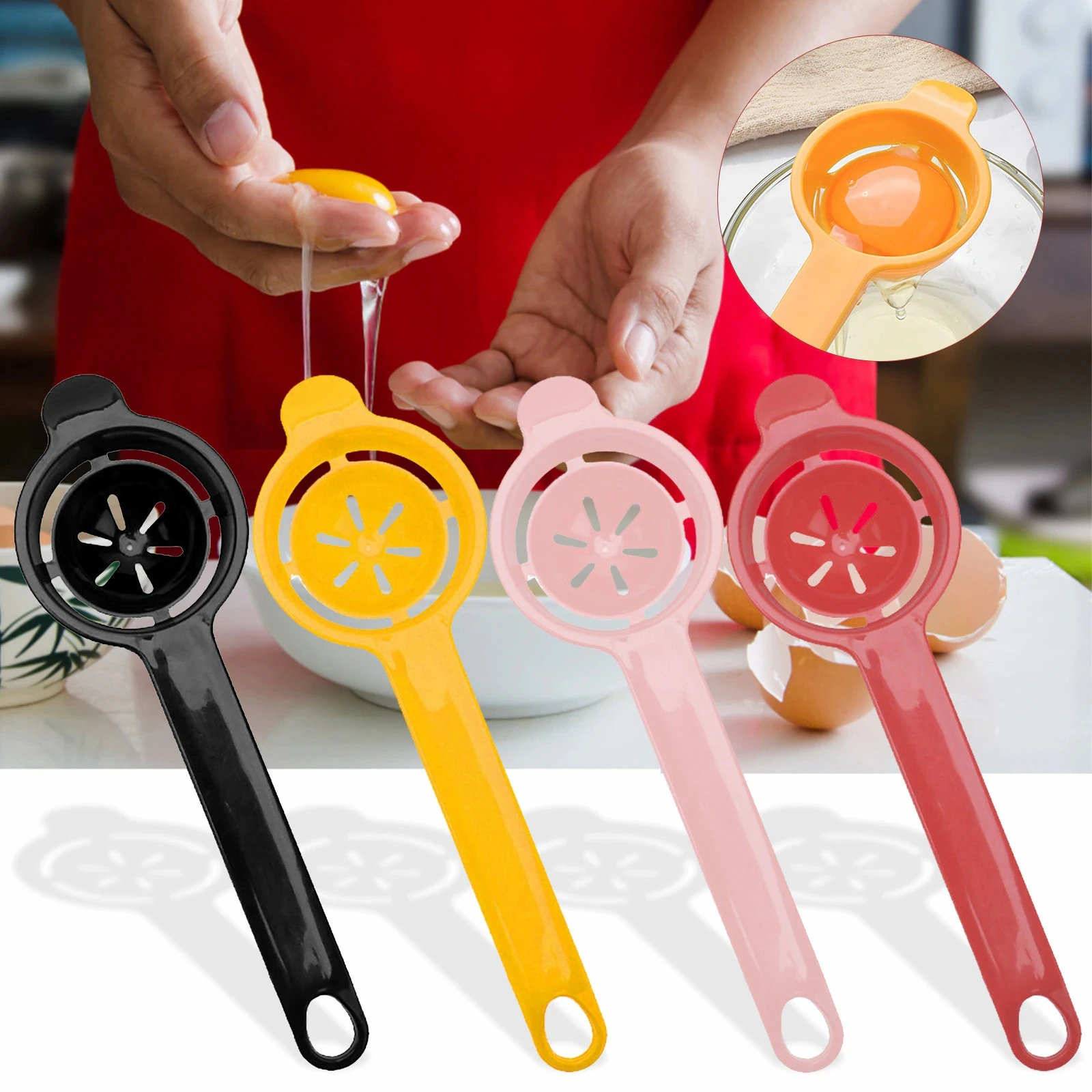

Shangxi Home-Long Handle Eggs Separator, White Separator, Yolk Separator, 3Pcs Set