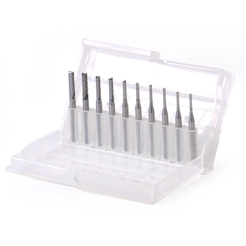 10pcs Corn Milling Cutter 1 2mm PCB CNC Engraving Tool End Mill Rotary