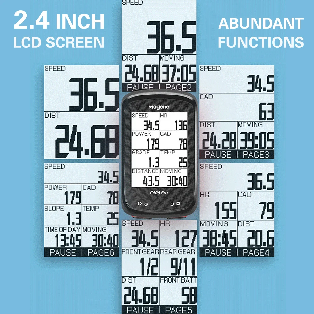 Magene C406  GPS Ŭ  ǻ  ӵ, BT4.0 / ANT + Ʈ  ӵ ġ