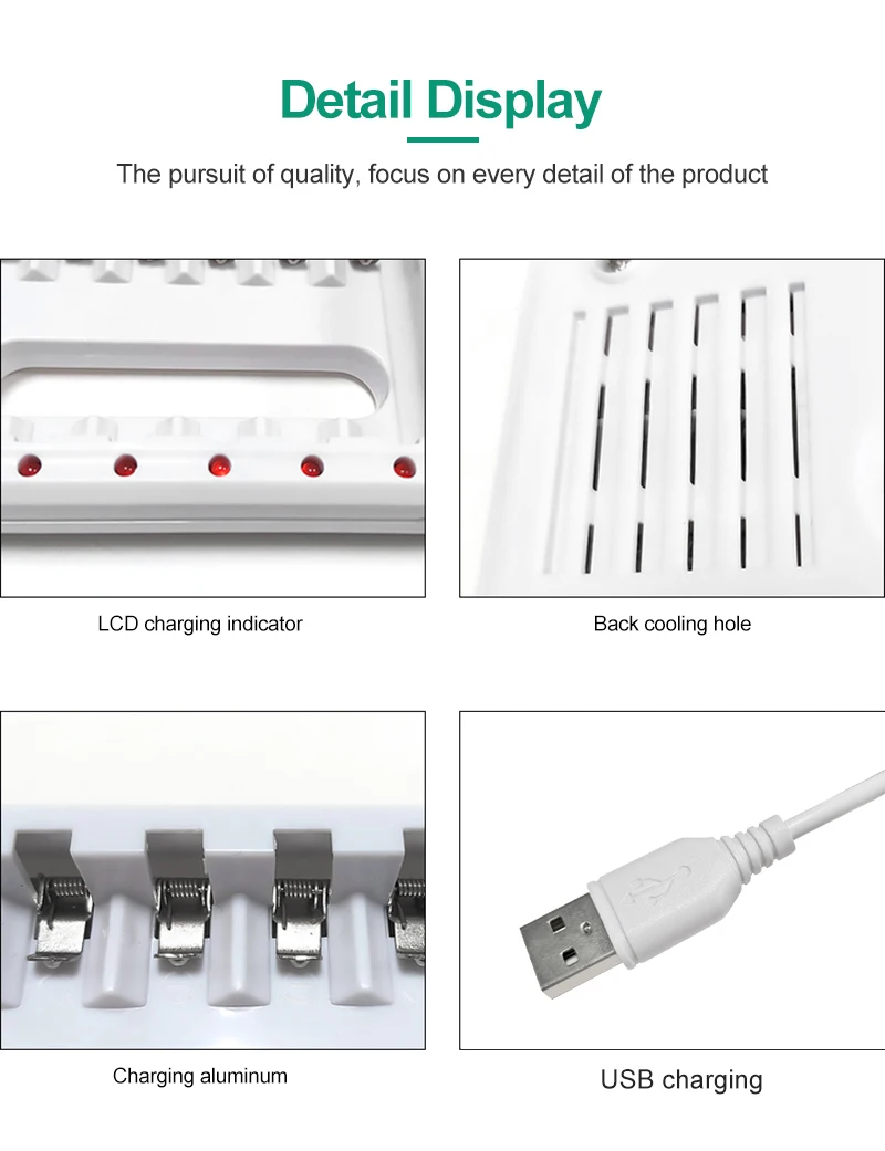 PUJIMAX Battery Charger intelligent 8slot USB cable AA/AAA Ni-MH Rechargeable Batteries remote control microphone camera battery charger charger adapter battery charger adapter