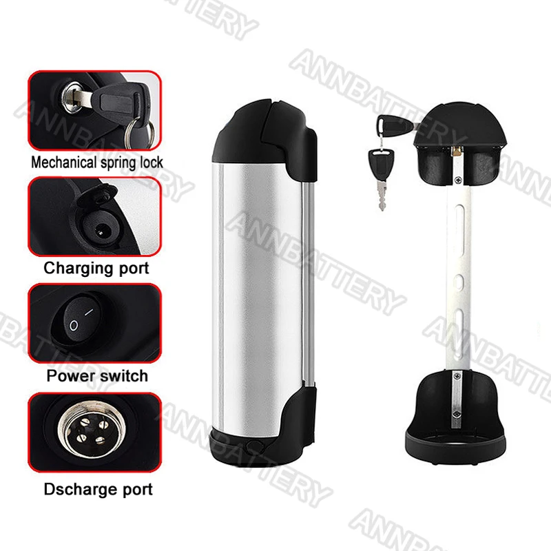 SSE-001 E- bick battery case Water bottle type e-bike battery box For 36V 10A battery pack With holder and nickel belt