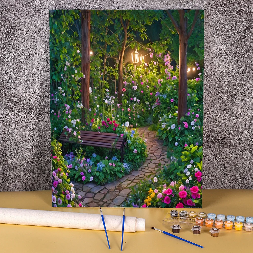 Oil Painting By Numbers Forest Park Acrylic Paints Package Pictures By