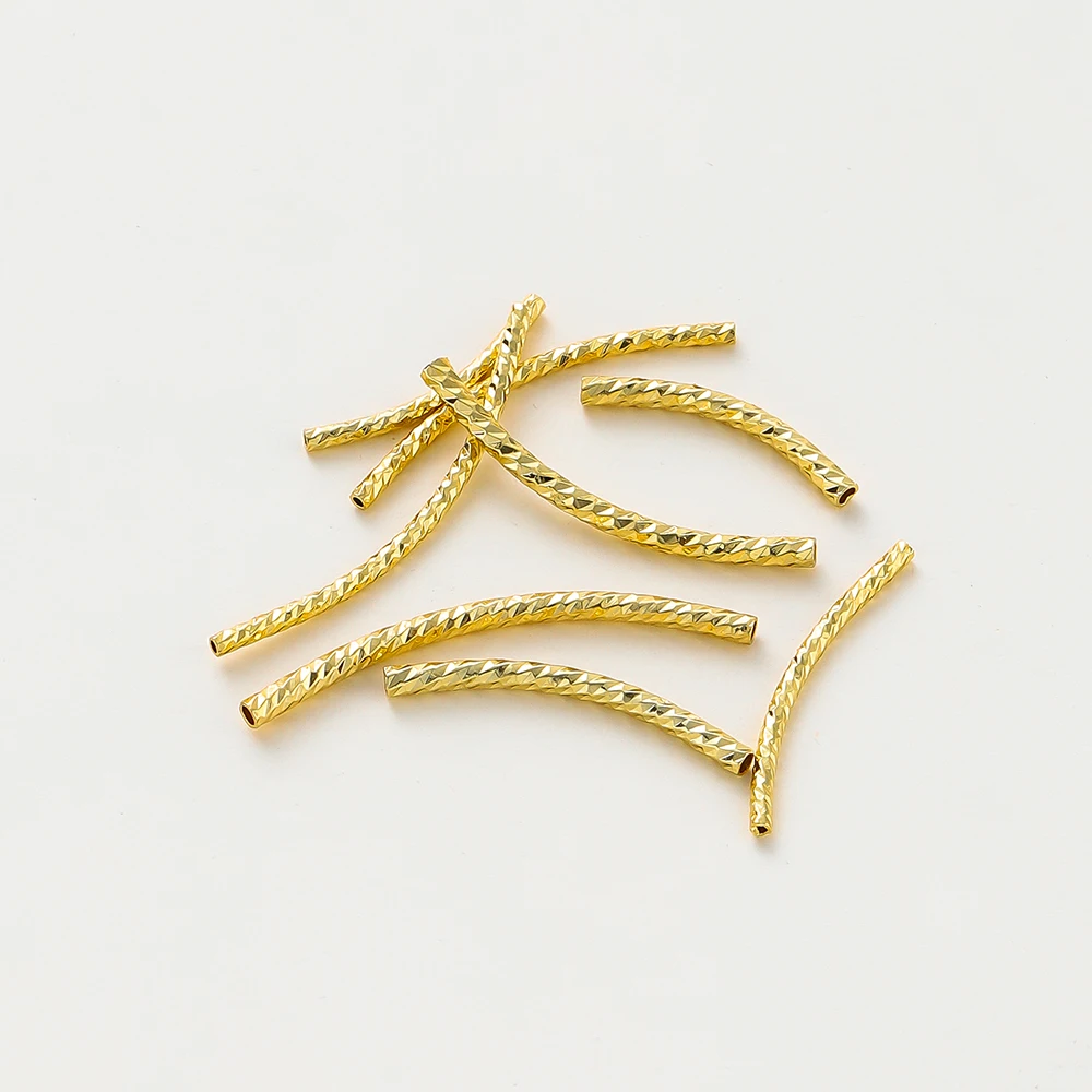 Elegant Curved Tube Bracelet Set - Gold & Silver Plated Brass Jewelry Crafting Supplies (20 Pieces)