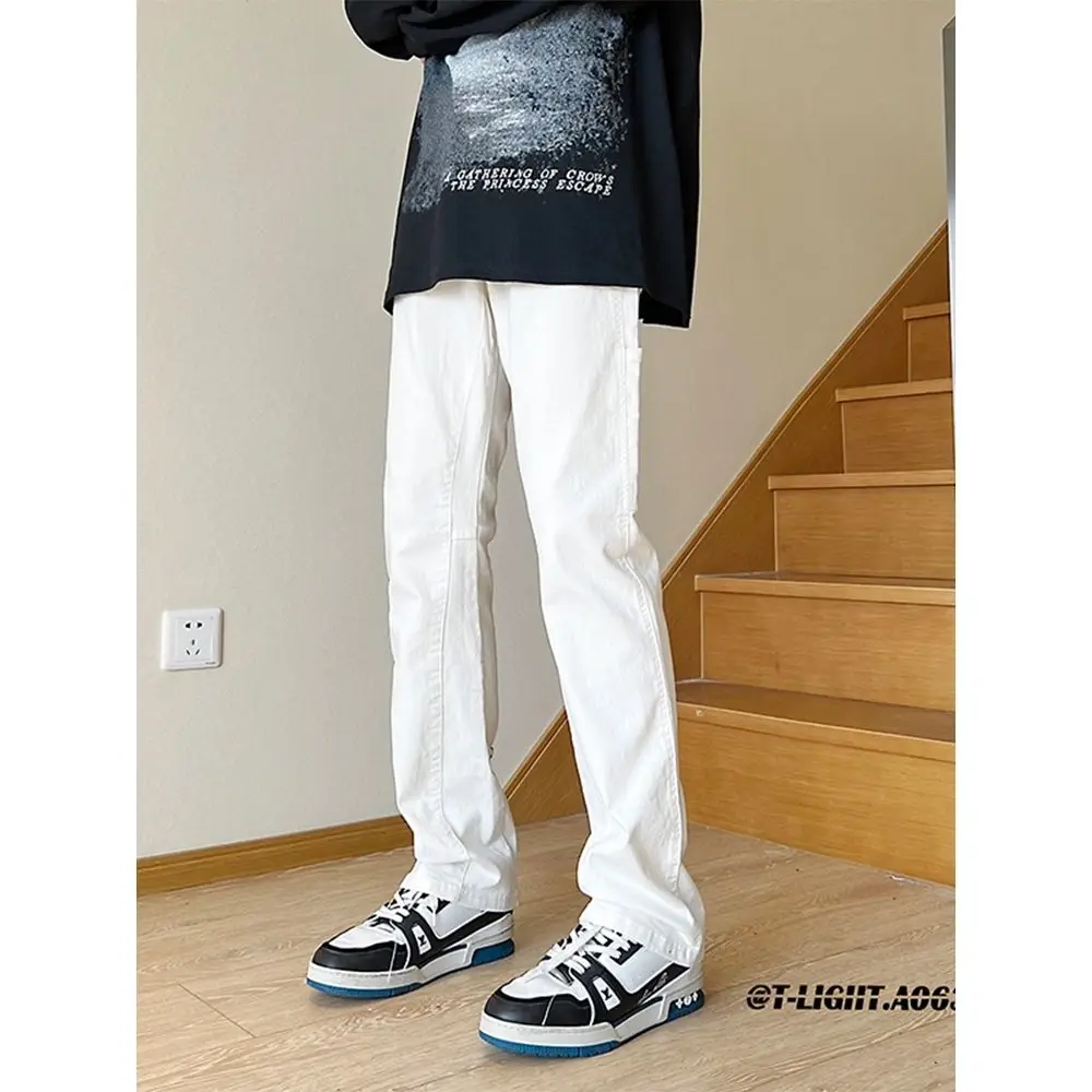 

Denim Men's Autumn Korean Fashion Loose Jeans 2023 Solid Color Vintage American Style Straight Pants High Quality Trousers U24
