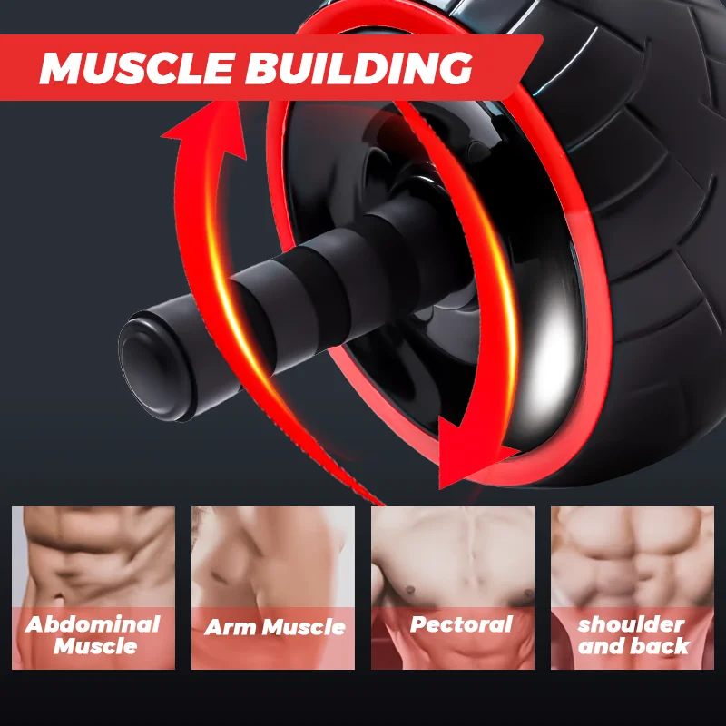 Exercise Abdominal Roller Muscle Wheel Ab Exercise Abdominal Knee Pad Training Black with Red edge