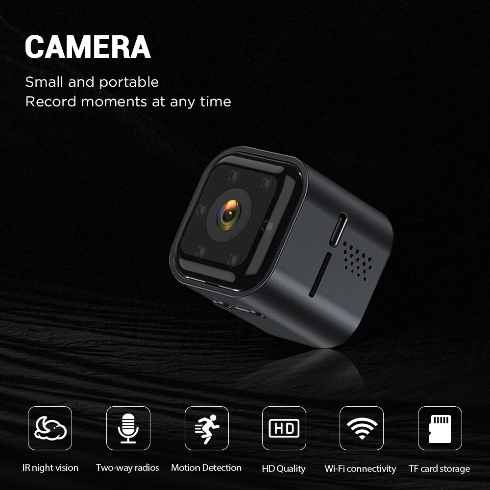 Мини-камера видеонаблюдения HD с поддержкой Wi-Fi и функцией ночного видения